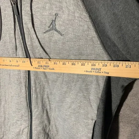 Vintage Jordan Hoodie Mens L Gray Sweatshirt Jumpman Basketball Team Zip Sweater - Picture 4 of 8